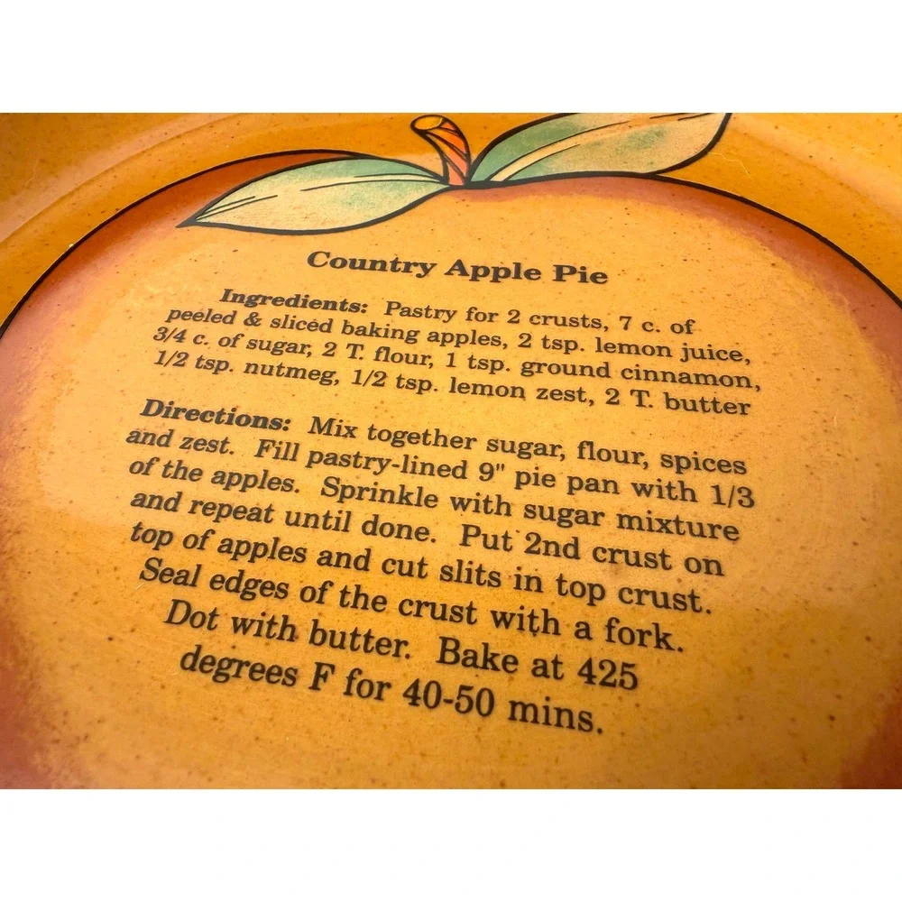 Pie Dish Kitchen 10in Yellow Excellent Country Apple Pie‎ Recipe Graphic